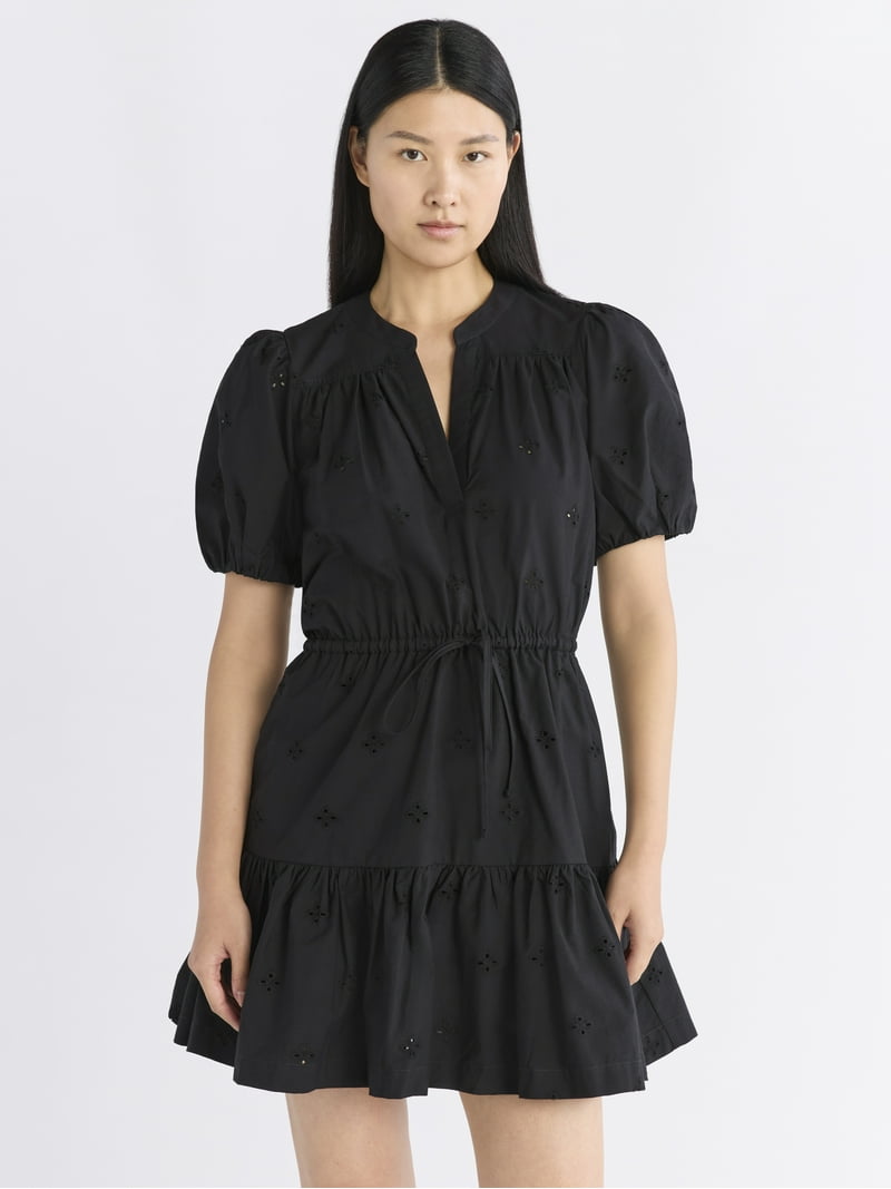 Free Assembly Women's and Women's Plus Cotton Eyelet Tiered Mini