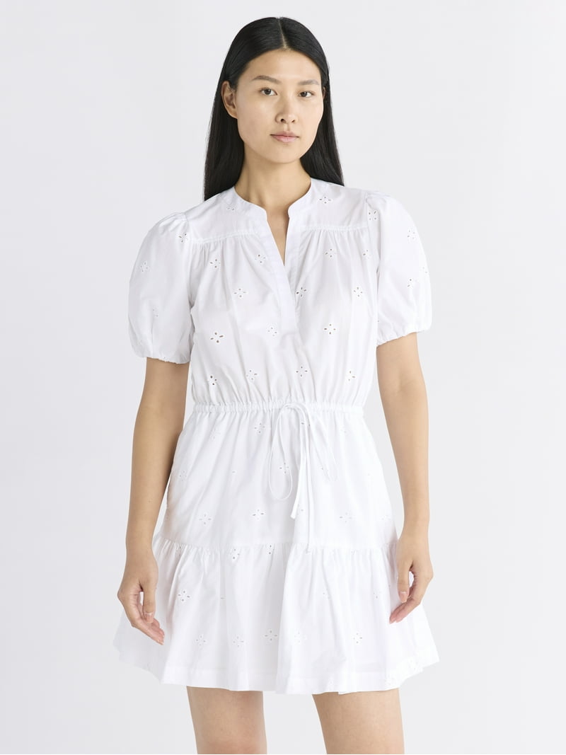 knee length dresses for ladies Red Poplin Tiered Mini Dress – Blooming Confidence main image 0