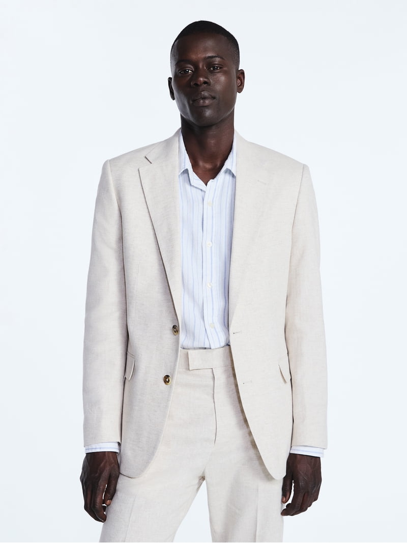   linen tailored jacket テーラード Free Assembly Men's Tailored Fit Linen Blend Suiting Blazer, Sizes