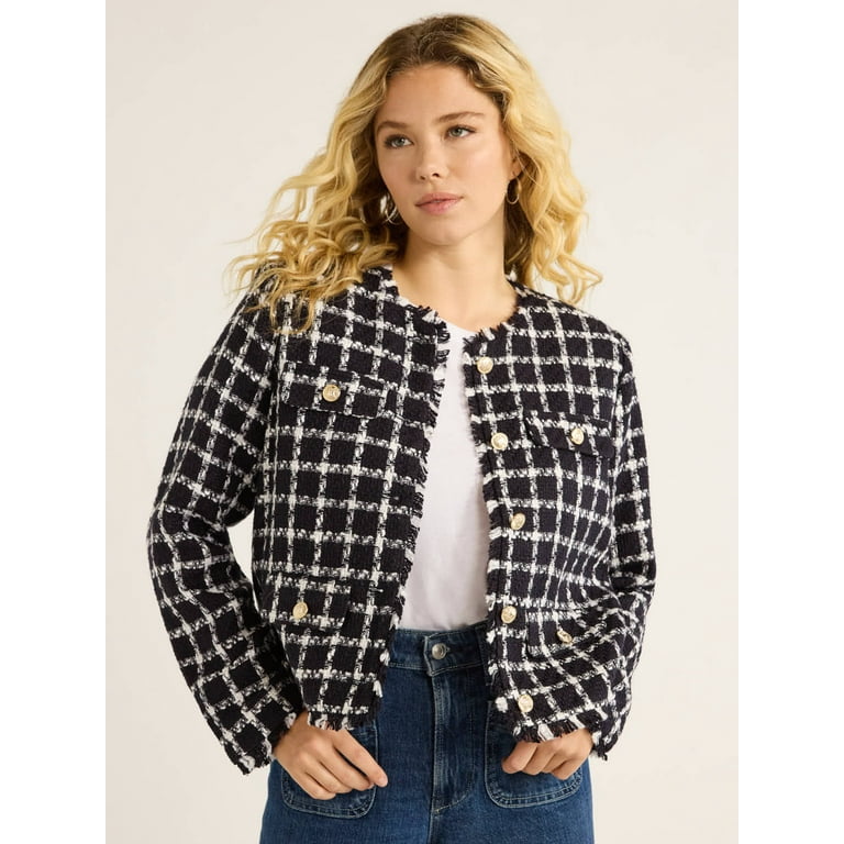 Free Assembly Women's and Women's Plus Tweed Jacket, Sizes Free Assembly Women's and Women's Plus Tweed Jacket, Sizes