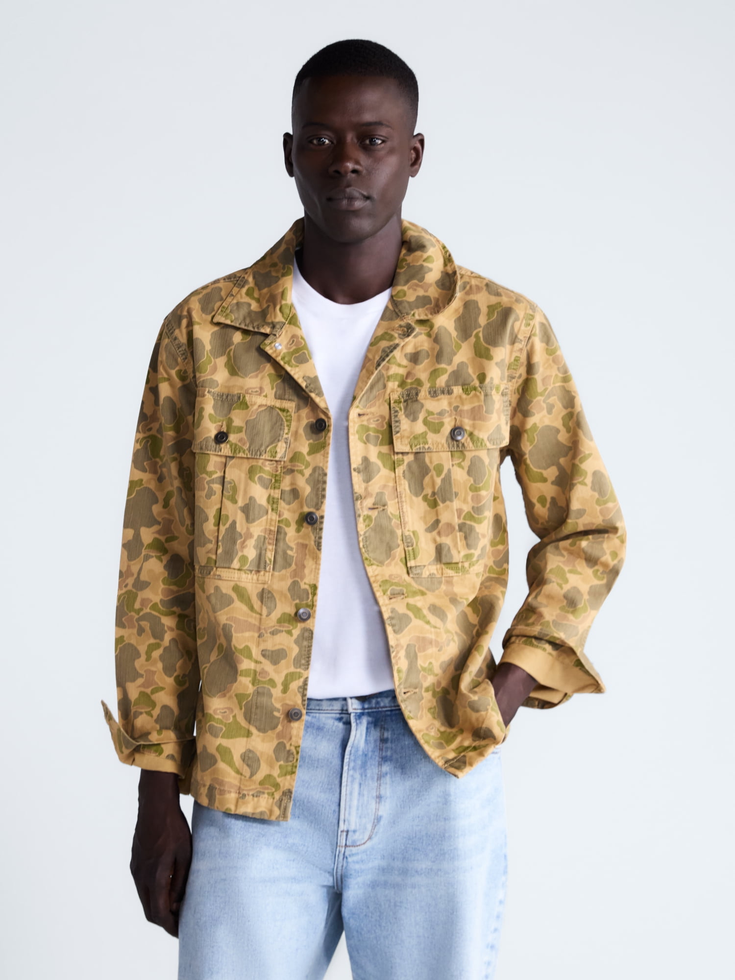 Free Assembly Men's Cotton Camo Utility Jacket, Sizes XS-3XL