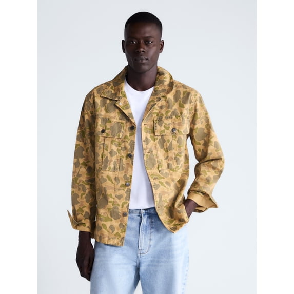 Free Assembly Men's Cotton Camo Utility Jacket, Sizes XS-3XL
