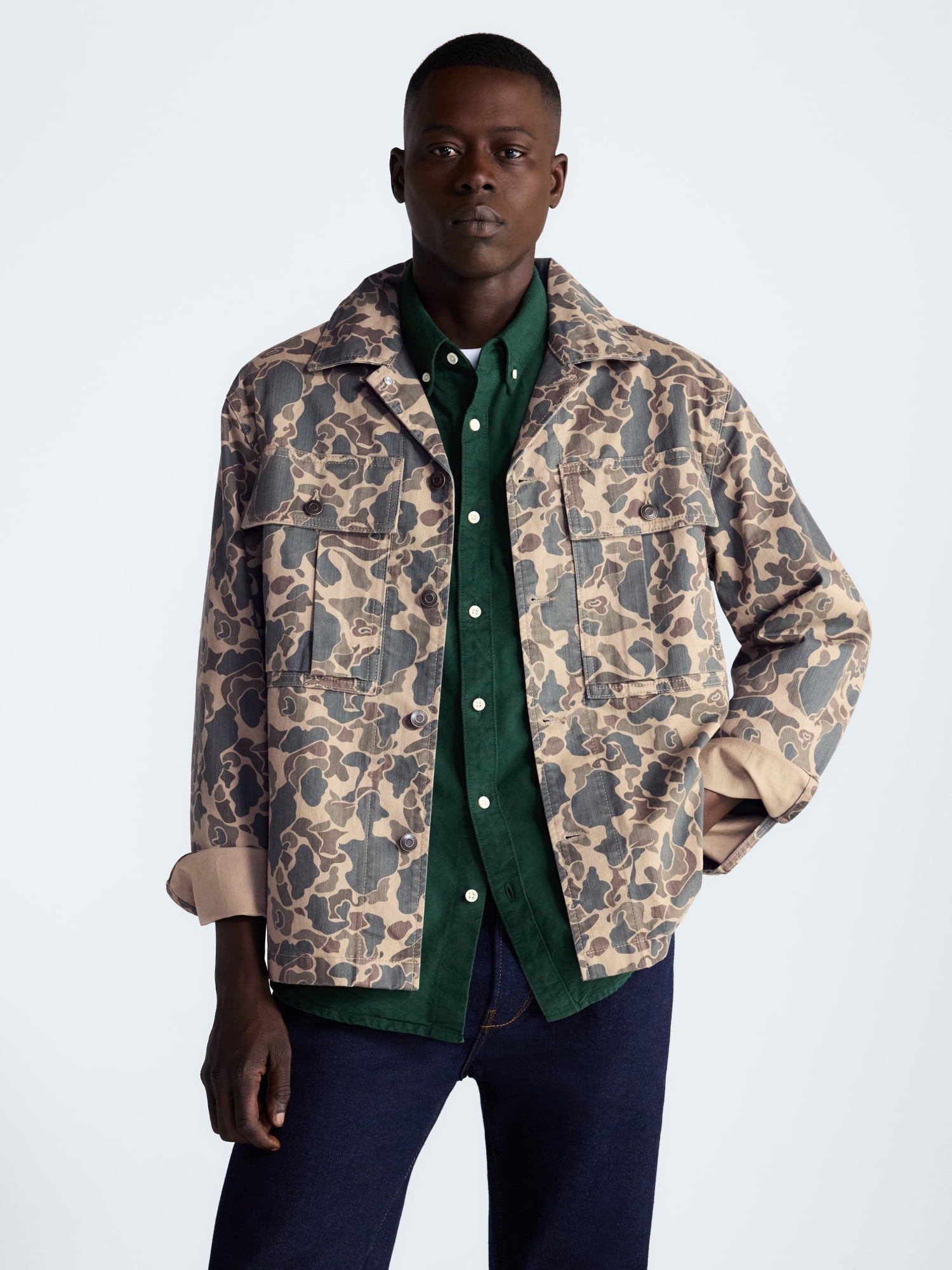Free Assembly Men's Cotton Camo Utility Jacket, Sizes XS-3XL