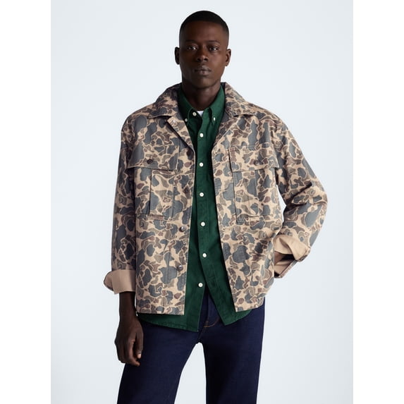Free Assembly Men's Cotton Camo Utility Jacket, Sizes XS-3XL