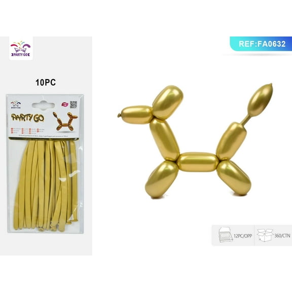 FA0632/1.8G metal long latex balloon 10PC gold