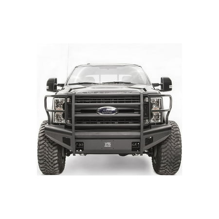 FAB FOURS 17 FORD SUPER DUTY FRONT ELITE RANCH BUMPER W/ FULL GUARD (F250-F550) W/ TOW HOOKS MATTE BLACK