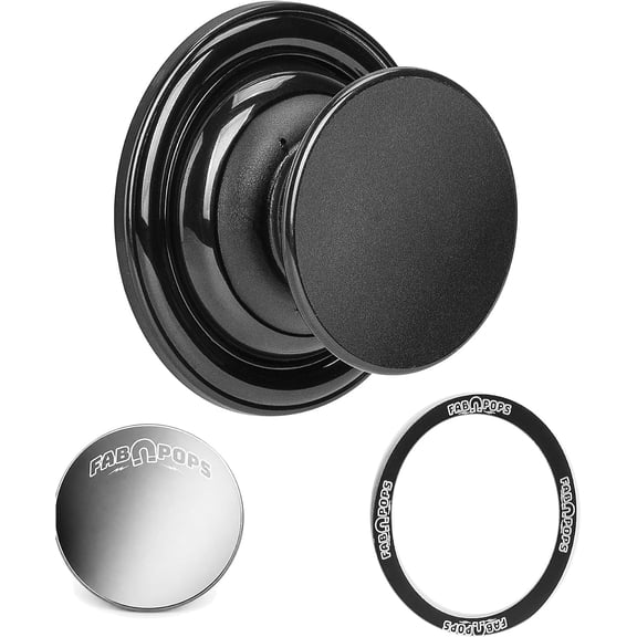 FAB POPS ANYWHERE MAX Magnetic Phone Grip, Stand and Mount, Any Phone, Ring and Anywhere Disc Included, Black