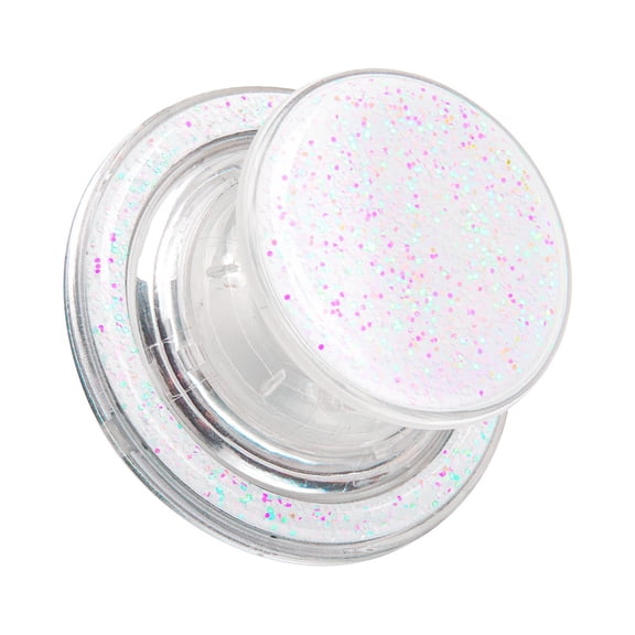 FAB POPS Pink Glitter Magnetic Phone Grip with Expanding Landscape Kickstand, Includes Universal Adhesive Adapter Plate, for Smartphones & Mini Tablets