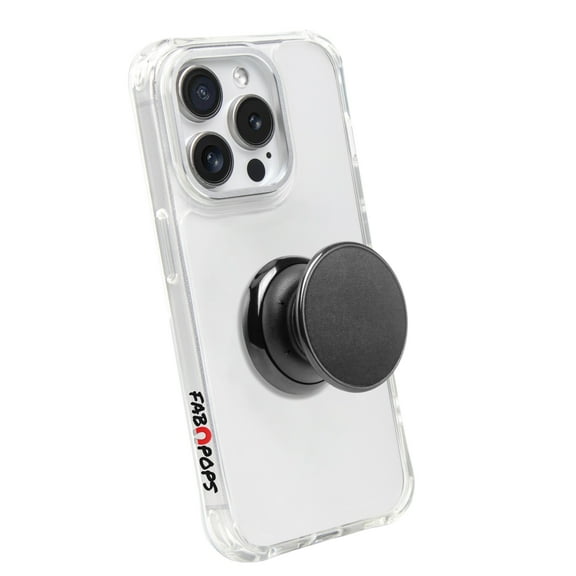 FAB POPS Phone Grip with Retail Packaging, Mounting Plate Included, Black, New