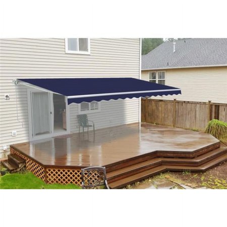 TePee Supplies Awnings 20 x 10 Feet Blue Retractable Awning, UV Water Resistant Fabric
