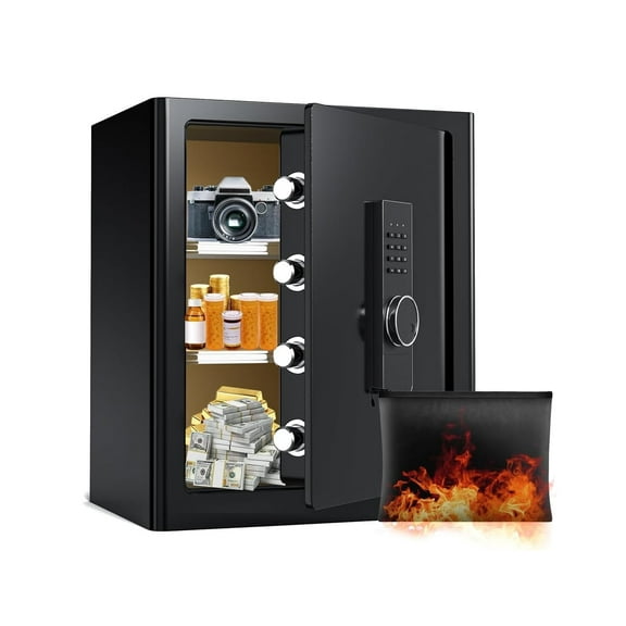 FABAO Security Safe, Small Home Safe with Waterproof Fireproof Bag,Removable Shelf and Electronic Keypad Lock, Cabinet Safe for Home, Office and Hotel (Keypad Lock, 2.0 Cubic Feet)