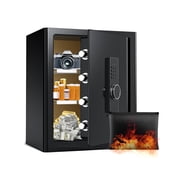 FABAO Security Safe, Small Home Safe with Waterproof Fireproof Bag,Removable Shelf and Electronic Keypad Lock, Cabinet Safe for Home, Office and Hotel Keypad Lock, 2.0 Cubic Feet