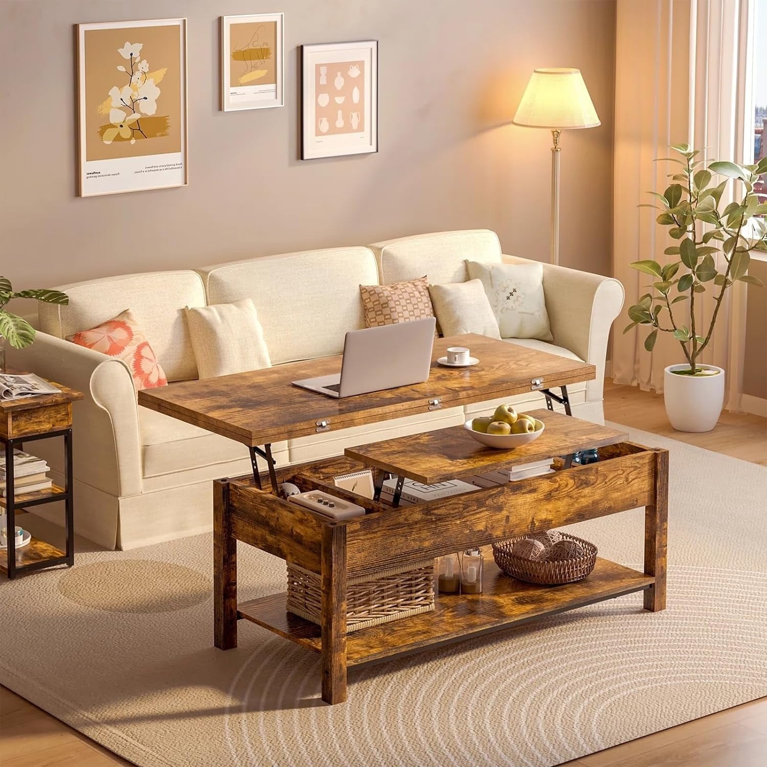 FABATO Lift Top Coffee Table, 4-in-1 Multi-Function Convertible Coffee ...