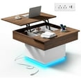 thumbnail image 1 of FABATO Lift Top Coffee Table with LED Light and Charging Station, 31.5 Inch Square Coffee Table with Hidden Storage, Modern Farmhouse Center Table for Living Room, Reception Dinning Room, White, 1 of 16