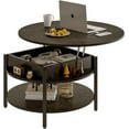 thumbnail image 1 of FABATO Round Lift Top Coffee Table with Storage and Hidden Compartment, 26.77'' Farmhouse Coffee Table for Living Room Reception Room, 2 Tier Small Round Coffee Table Circle Dining Table, Black Oak, 1 of 8