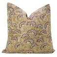 thumbnail image 1 of FABDIVINE- RAJNIGANDHA Chocolate Brown Block Print Cushion – 12x20 Pure Linen, Floral Ruffle Pillow, Indian Handmade Art, 1 of 6
