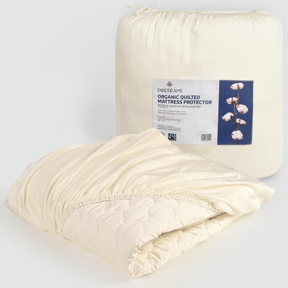 Fabdreams 100% Organic Cotton Mattress Protector, Quilted Twin Mattress Protector, Breathable, Noiseless, Temperature Regulating, Deep Pockets fit up to 17", GOTS Certified (Ivory)