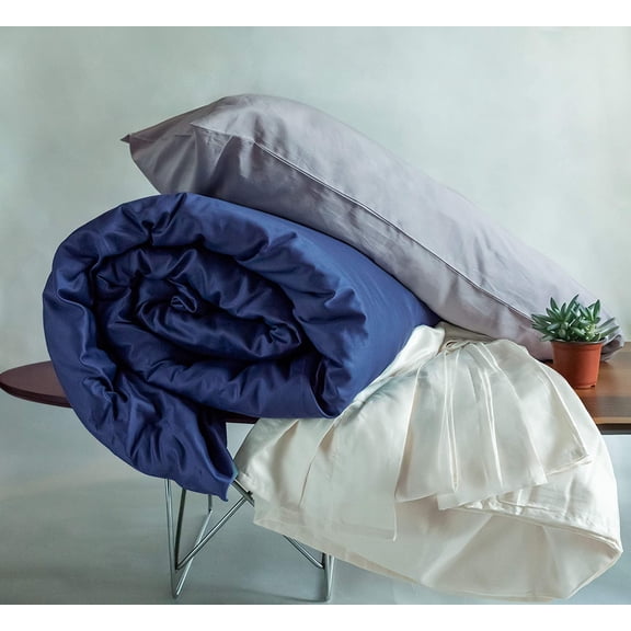 FABDREAMS Organic Sheet Set | 400 Thread Count| Luxury |GOTS Certified Premium Long Staple Cotton|Elasticised 17" Deep Pockets|Smoother than Egyptian Cotton|Light Gray