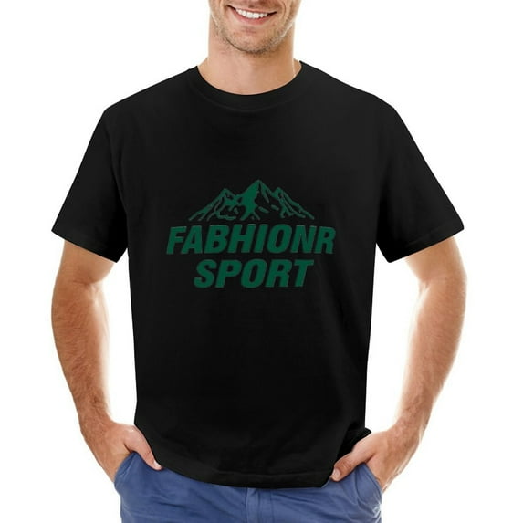 FABHIONR SPORT Vintage T-shirt Mens Cotton Classic Crewneck Short Sleeve Tees Unisex Black 5XL
