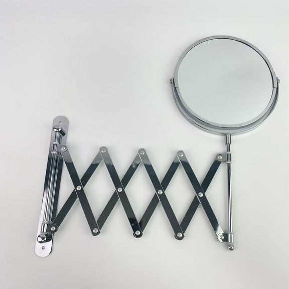 FABIEN SIEFFERT Mirrors, Wall Mounted Makeup Mirror, 1X/10X Magnifying Mirror , 8 Inch 360 Swivel Extendable Bathroom Mirror, Double Sided Telescoping Mesh Vanity Mirror - Chrome