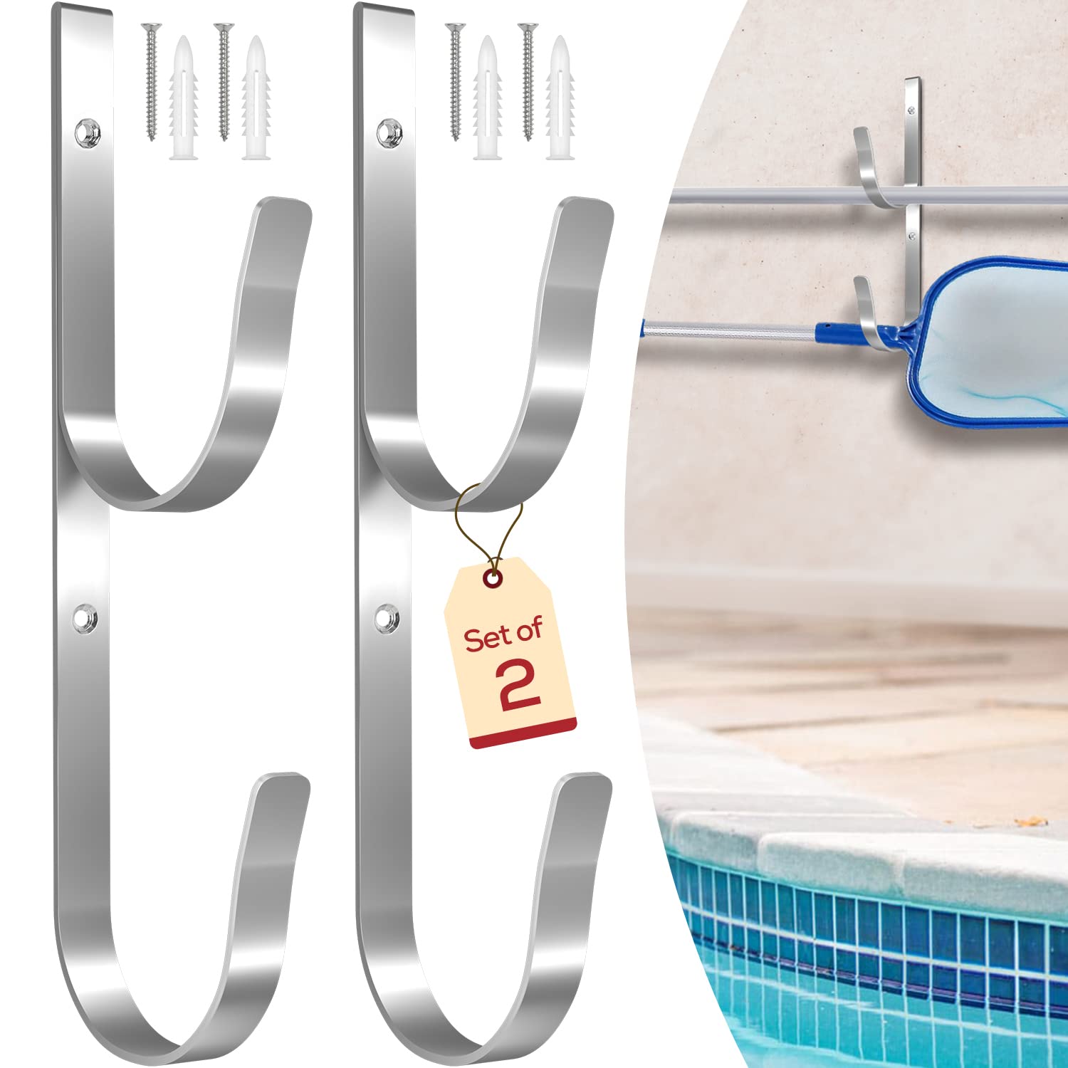 FABILE SUS304 Stainless Steel EC36 Pool Pole Hangers Duty Double