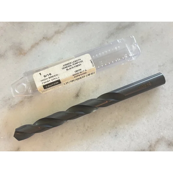FABLE- 1 New Viking Drill & Tool 9/16" Jobber Length Hss Black Oxide Twist Drills, Usa