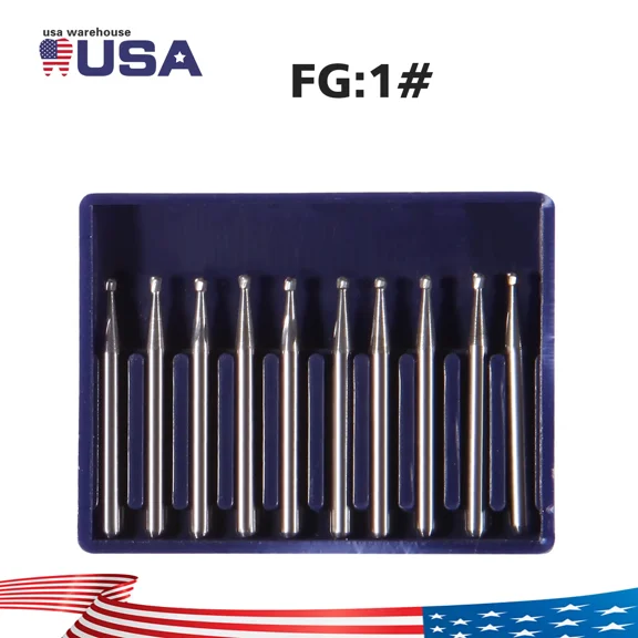 FABLE- 10-100Dental Round Carbide Steel Drills Burs Fg-01 Bur For High Speed Handpiece