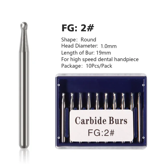 FABLE- 10-100Dental Round Carbide Steel Drills Burs Fg-02 Bur For High Speed Handpiece