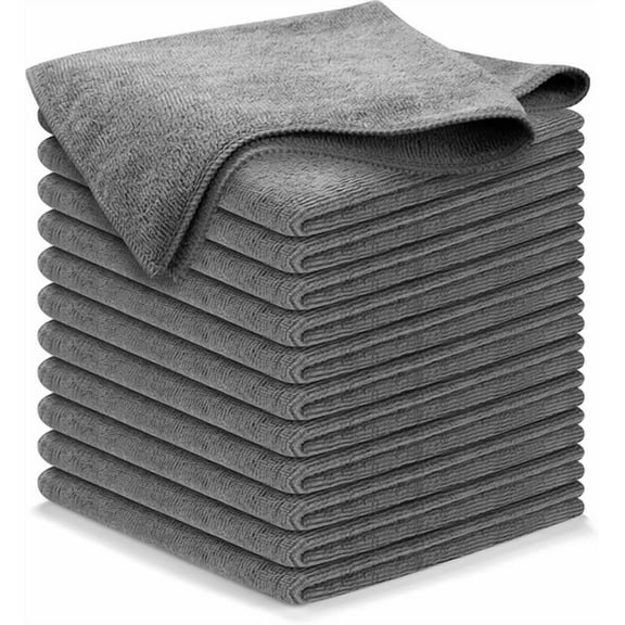 FABLE- 10 Gray Microfiber Cleaning Cloth Rag No-Scratch Towels Car Wash Detailing Thick
