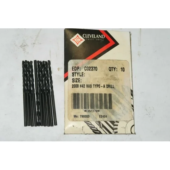 FABLE- 10 Pcs Cleveland #42 Hss 118[Deg] Split Point Nas Type-A Black Jobber Drills Usa