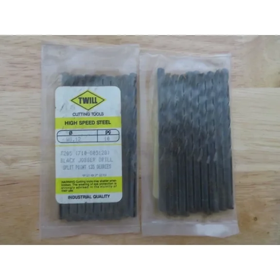 FABLE- 10 Pcs Twill Wire Gauge Number #12 Jobber Length Black Oxide Twist Drills Brazil