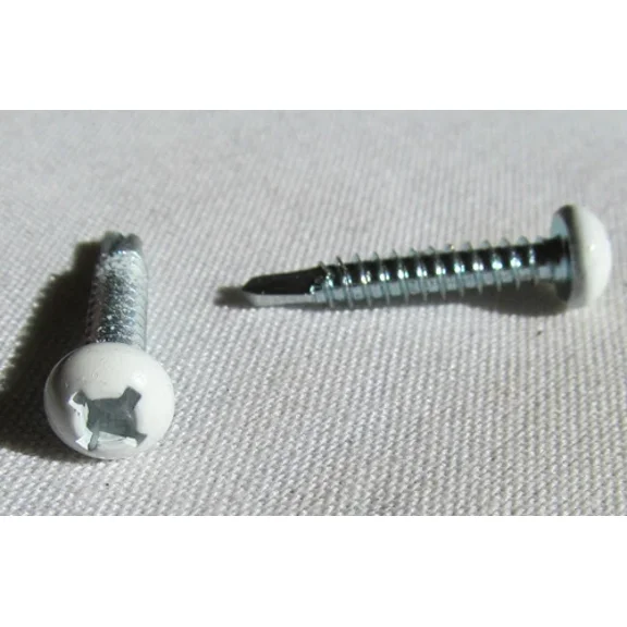 FABLE- 100 Pan White Head Screw # 8 X 1" Quad Drive Self Tap Drill Screws Cargo Rv