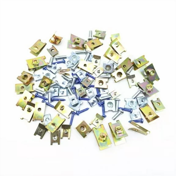 FABLE- 100X Car Body Panel Fender Fastener Kit Bolts U-Nut Clips Screws Fixed Metal