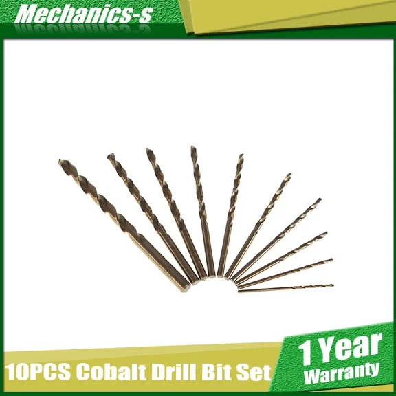 FABLE- 10Pc 1/16"-1/2" Cobalt Twist Drill Bit Set Hss M35 Jobber Length Metal Drill Bit