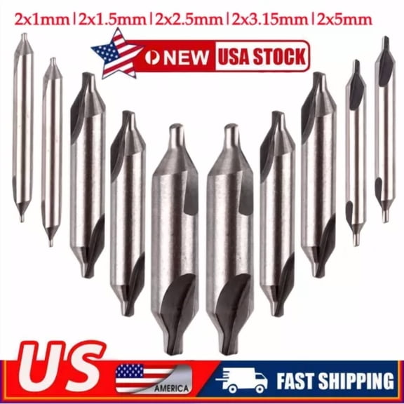 FABLE- 10Pcs 60 Degree Countersink Double Ended Center Drill Bits Hss Machining Tools
