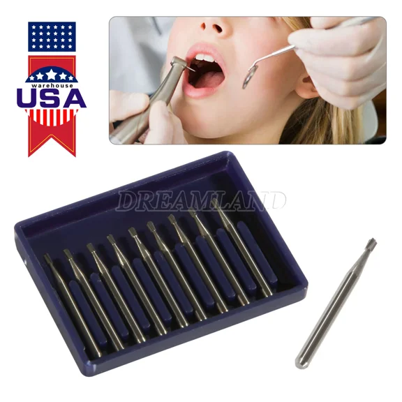 FABLE- 10Pcs Dental Round Carbide Steel Drills Burs Fg-330 Bur For High Speed Handpiece
