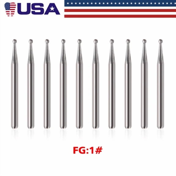 FABLE- 10Pcs Dental Round Carbide Tungsten Steel Drills Burs Fg Bur For High Speed Fg1