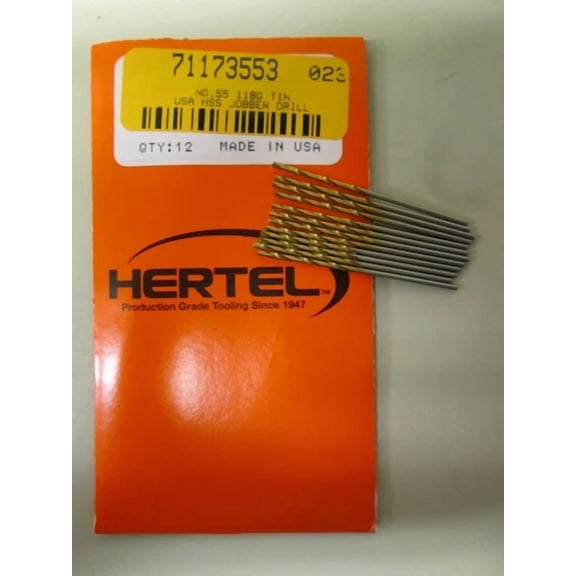 FABLE- (12) #55 Hss 118 Degree Drill Point Angle Jobber Length Drill Bits New Usa