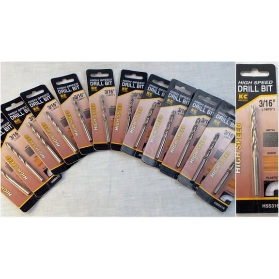 FABLE- 12 Pack Of Kc Professional 3/16" Drill Bits Metal Wood Plastic Hss316