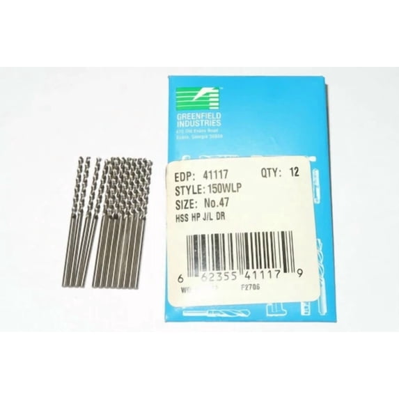 FABLE- 12 Pcs Greenfield #47 150Wlp 135 Parabolic Jobber Twist Drills Bright 41117 Usa
