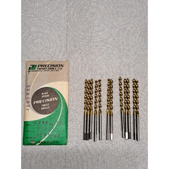 FABLE- .1270 Parabolic Jobber Drill Hs W/Tang Tin Coat Precision Twist Pack 12