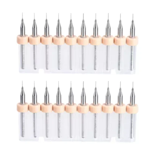 FABLE- 20Pcs 0.2Mm Carbide Cnc Engraving Circuit Board Micro Pcb Drill Bit