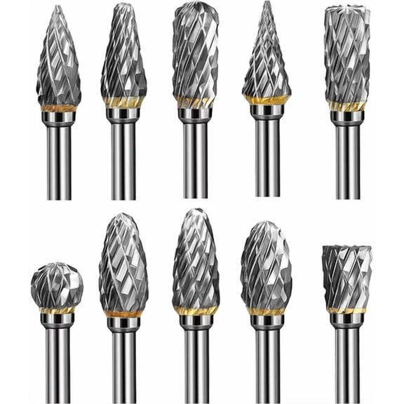 FABLE- 20Pcs Tungsten Carbide Steel Rotary Burr Die Grinder Bit 1/8" Shank Carving Set.