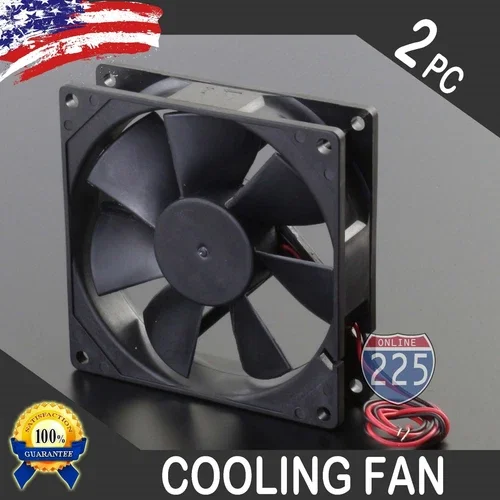 FABLE- 2Pcs 5" Square Cooling Fan With 1" Depth 12 Volt Rotary Plastic Amplifier Quiet