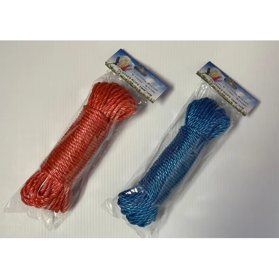 FABLE- 2X 30M Rope Plastic Clothesline Rose Household Outdoor Laundry Rope Red And Blue
