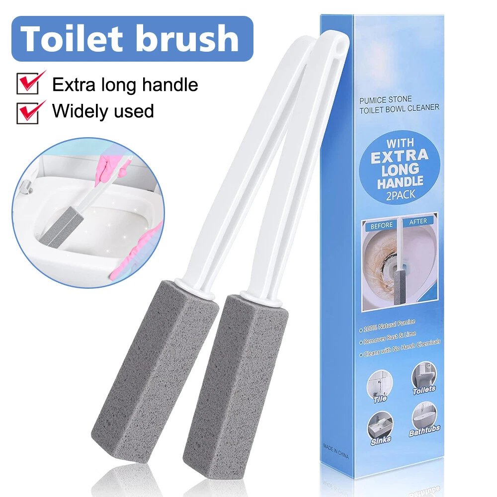 FABLE- 2X Pumice Stone For Toilet Cleaning Extra Long Handle Pool Bathroom Toilet Brush