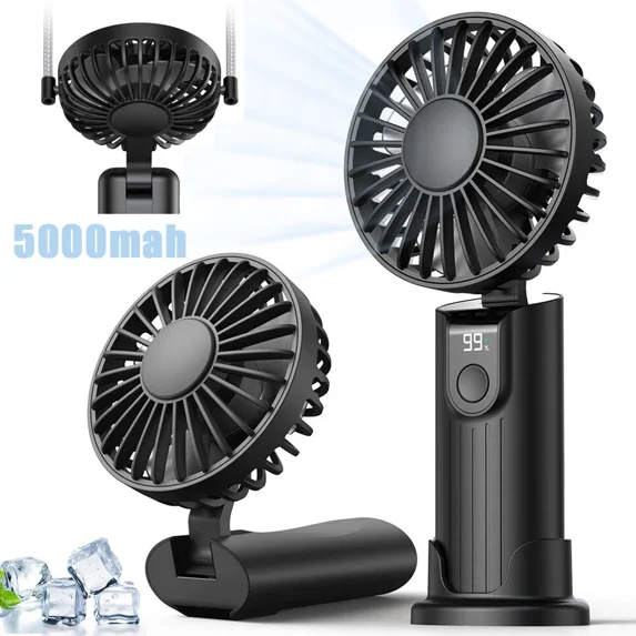 FABLE- 3 In 1 Portable Handheld Fan 5000Mah Rechargeable Foldable Personal Cooling Fan