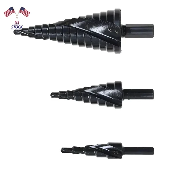 FABLE- 3Pcs 6/8/10Mm Shank Hss Step Drill Bit Set Large Cone Titanium Bit Set