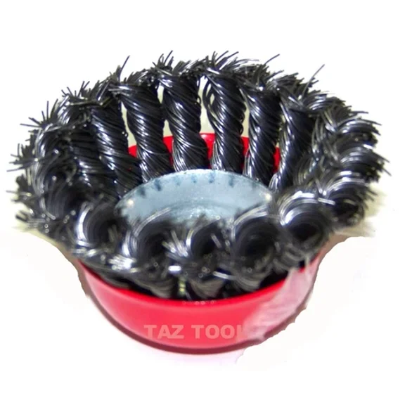 FABLE- 4 Pcs 3" Twist Cup Wire Wheel Brush 5/8" Arbor H-D Fits Most Angle Grinders