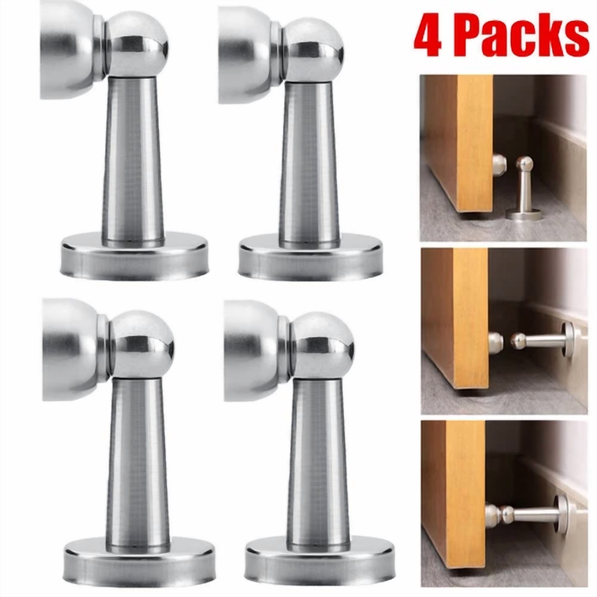 3-Pack Magnetic Door Stop Stoppers - Stainless Steel, Self-Closing, Fits Most Door Types